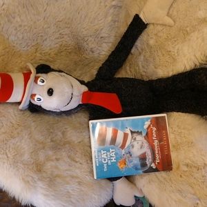 Vintage The cat in the hat stuffed animal and DVD.